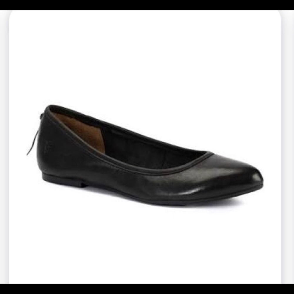 Frye Regina pointed black leather flats